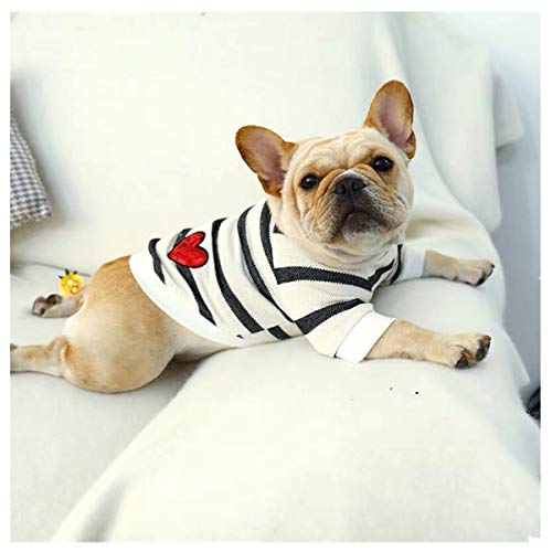 Smniao Haustier Hund Kleidung Bulldogge Schwarz Weiß Streifen Sweatshirt Welpen Kostüm Jacke für Kleine Hund Schlafanzug S bis XXL (M, Schwarz) von Smniao