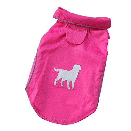 Smniao Hund Regenmantel, Reflektierende Streifen wasserdichte Atmungsaktiv Klettdesign PU Regenjacke für kleine Mittel Hunde, Größe S-XL (L, Rosa) von Smniao