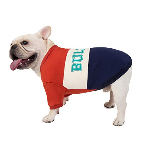 Smniao Hunde Kleidung Französische Bulldogge Kostüm Haustier Patchwork Sweatshirts für Kleine Hunde Katze Chihuahua (XXL, Wein) von Smniao