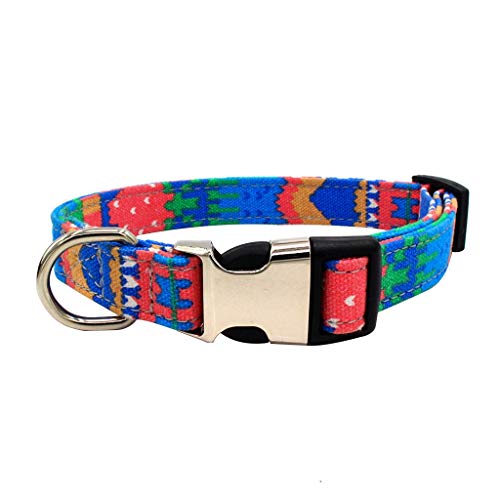 Smniao Hundehalsband Nylon für kleine Große Hunde Durable Boho Stil Verstellbares Halsband Hund Katze Welpe Katzenhalsband (M, Blau) von Smniao