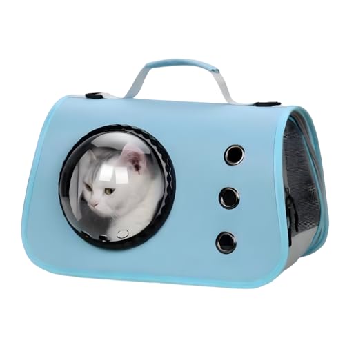 Transportbox Katze,40x25x25cm Katzentransportbox,Katzen Transportboxen,Katzenkorb Transport,Hunderucksack,Katzenrucksack,Katzentransporttasche,Hundetasche für Kleine Hunde (Hellblau) von Smnlour