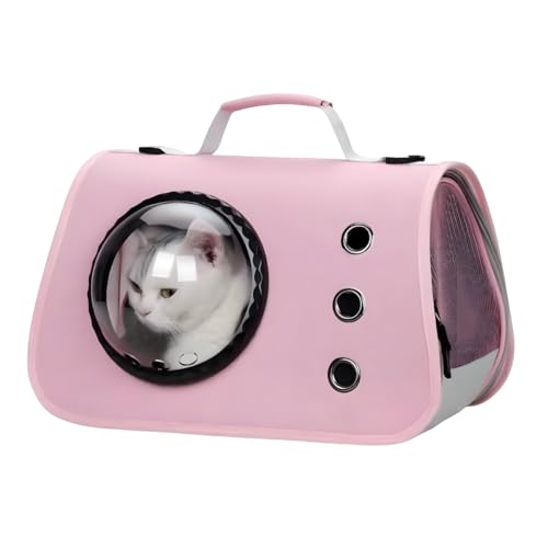Transportbox Katze,40x25x25cm Katzentransportbox,Katzen Transportboxen,Katzenkorb Transport,Hunderucksack,Katzenrucksack,Katzentransporttasche,Hundetasche für Kleine Hunde (Rosa) von Smnlour