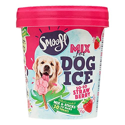 Smoofl Hundeeis, Premium Hundesnacks: Eis fuer Hunde als Snack und zur Abkuehlung im Sommer und als gesunde Hundeleckerli mit erfrischender Wirkung, Hundeeis mit Erdbeer Geschmack von Smoofl