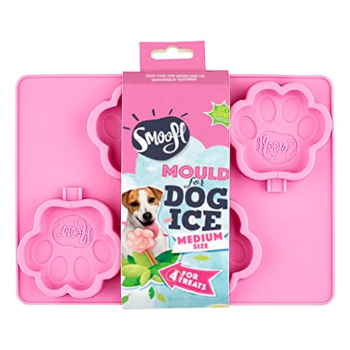 Smoofl Silikon Eisform Fuer Hunde, EIS zum Selbermachen als leckeren veganen Hundesnack zur Abkuehlung im Sommer, mittlere Form zur Herstellung von 4 EIS Fuer Hunde, rosa von Smoofl