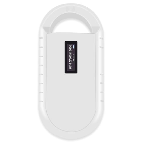 Smoostart Haustier Mikrochipscann, Tierchip Lesegerät Chipleser Hunde Chip Scanner Katze ISO11784/(85) FDX-B/EMID Mikrochip Lesegerät für Hunde/Katze 1000 Daten Können Gespeichert Werden Weiß von Smoostart