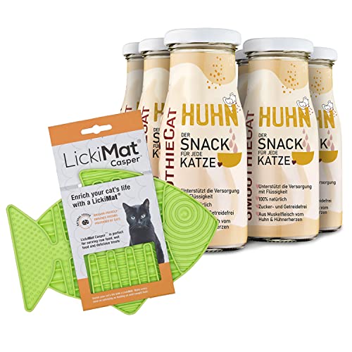 SmoothieCat 6er Pack mit LICKIMAT für Katzen - Huhn&Herz je 150ml Katzensmoothie Flüssignahrung für Katzen Futtertopping Schleckmatte SmoothieCat 6er Pack mit LICKIMAT für Katzen - Huhn&Herz je 150ml Katzensmoothie Flüssignahrung für Katzen Futtertopping Schleckmatte von SmoothieDog