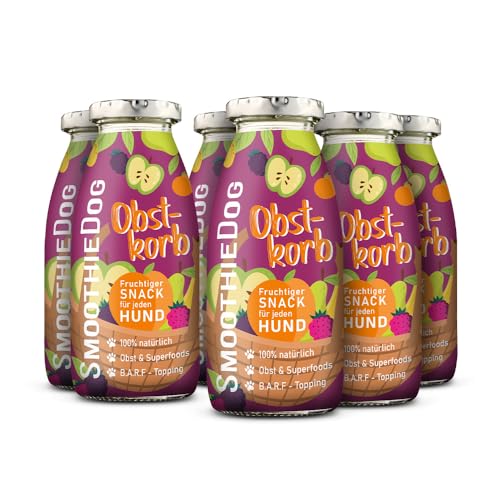 SmoothieDog Hundesmoothie 6er Obstkorb (vegetarisch) - Flüssiges Hundeleckerli - Zucker- & glutenfrei - je 250ml von SmoothieDog