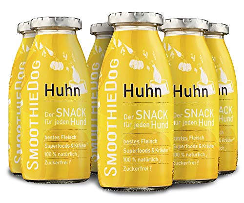 SmoothieDog Hundesmoothie 6er Pack Huhn - Natürlicher Hundesnack für alle Hunde, mit hochwertigen Zutaten und Hühnchenmuskelfleisch, 100% Gluten- und zuckerfrei, 6X 250 ml von SmoothieDog