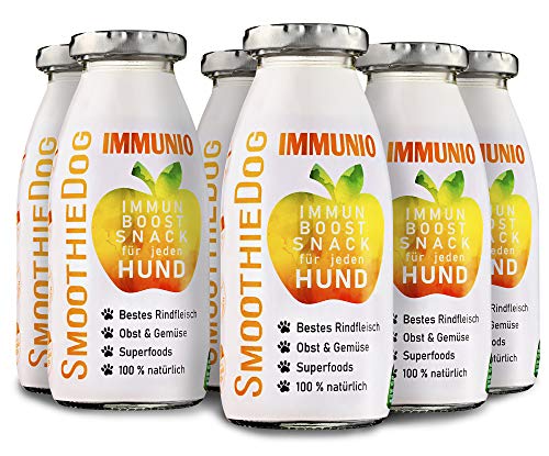 6erPack SmoothieDog Immunio mit Rind je 250ml - Aufbaukost für Hunde nach Operation zur Medikamentengabe flüssiger Snack Immunboost Hundeleckerli Hundesnack von SmoothieDog