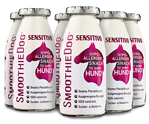 SmoothieDog Hundesmoothie 6er Sensitivo (Pferd) - Natürlicher hypoallergener Snack & Leckerli für Sensible Hunde - Zucker- & glutenfrei - je 250ml von SmoothieDog