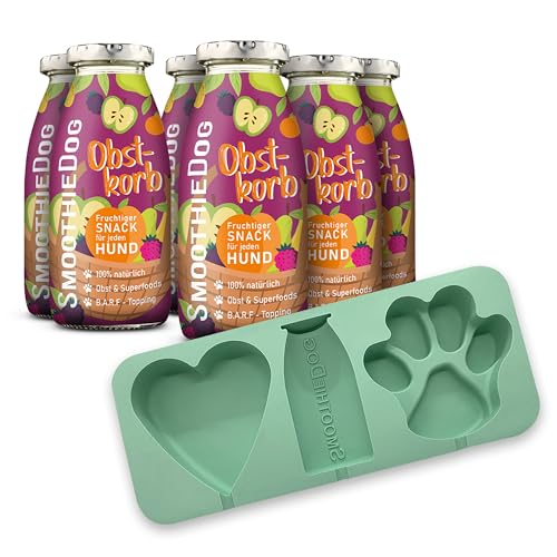 SmoothieDog Eisform + 6erPack Obstkorb - je 250ml SmoothieDog Hundesmoothie - vegetarischer Hundesnack für alle Hunde, hochwertigen Zutaten, vegan, Gluten- und zuckerfrei von SmoothieDog