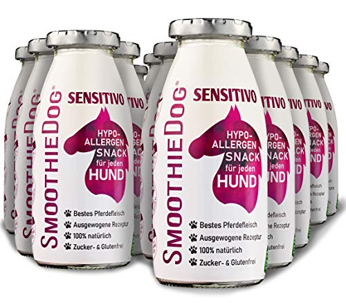SmoothieDog Hundesmoothie 12er Sensitivo (Pferd) - Natürlicher hypoallergener Snack & Leckerli für Sensible Hunde - Zucker- & glutenfrei - je 250ml von SmoothieDog