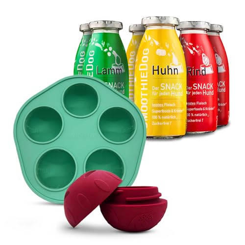 SmoothieDog Schleckball + SmoothieDog Hundesmoothie 6er Mix Klassik - Schleckball für Hunde, Snackball, zur Beschäftigung, bpa frei, robust, befüllbar, zum einfrieren, spülmaschinenfest SmoothieDog Schleckball + SmoothieDog Hundesmoothie 6er Mix Klassik - Schleckball für Hunde, Snackball, zur Beschäftigung, bpa frei, robust, befüllbar, zum einfrieren, spülmaschinenfest von SmoothieDog