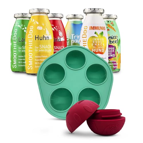 SmoothieDog Schleckball + SmoothieDog Hundesmoothie 6er Mix - Schleckball für Hunde, Snackball, zur Beschäftigung, bpa frei, robust, befüllbar, zum einfrieren, spülmaschinenfest SmoothieDog Schleckball + SmoothieDog Hundesmoothie 6er Mix - Schleckball für Hunde, Snackball, zur Beschäftigung, bpa frei, robust, befüllbar, zum einfrieren, spülmaschinenfest von SmoothieDog