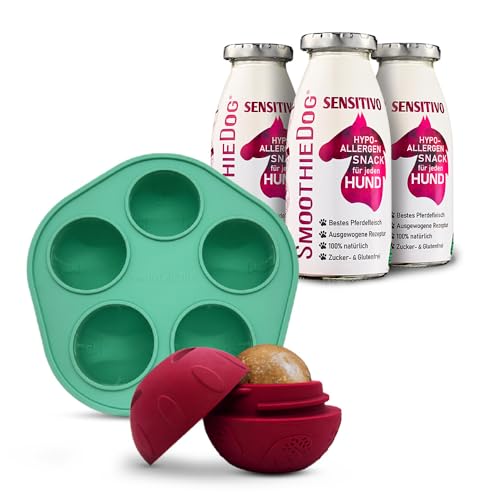SmoothieDog Schleckball Hundesmoothie 3er Sensitivo - Schleckball für Hunde, Snackball, zur Beschäftigung, bpa frei, robust, befüllbar, zum einfrieren, spülmaschinenfest von SmoothieDog