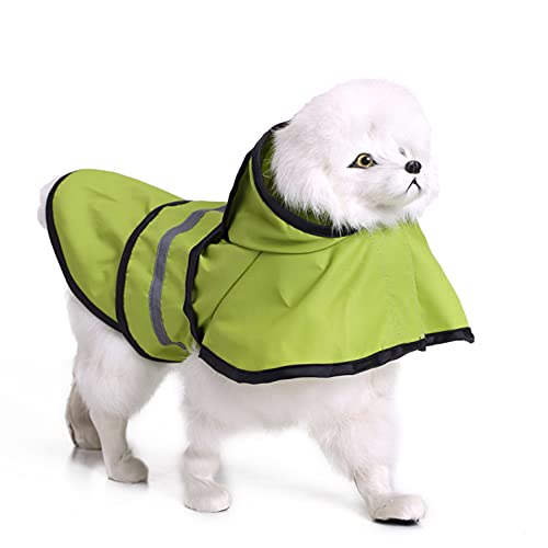 Hunde Regenmantel mit Kapuze und sicheren reflektierenden Streifen, ultraleichte atmungsaktive 100% wasserdichte Regenjacke für kleine, mittelgroße Hunde von SMDARROY