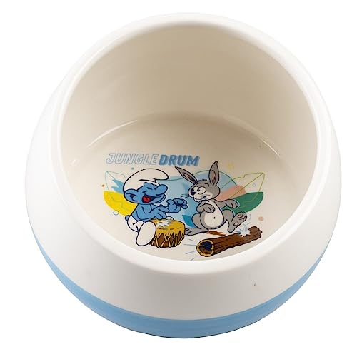 Smurfs duvoplus, Smurftastic Futternapf und/oder Futternapf für Kaninchen und Nagetiere, 800 ml, Keramik, robust und stabil, für Trocken- und Nassfutter sowie Wasser, spülmaschinenfest von Smurfs duvoplus