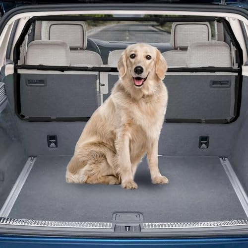 Hundegitter Auto,116cm Breite Trenngitter Kofferraum für 3 Reihe Sitze & Laderaum, Langlebige Laderaum Hundenetz Auto Kofferraum mit Durchsehen Netz Masche für Kleine SUV & Fahrzeuge Oder Hatchback von Snagle Paw