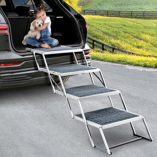 Hundetreppe Auto mit Teppich, Extra Breit 4 Stufen Hunderampe Auto Klappbar,Leichte Hunderampe Auto Klappbar, rutschfeste Hundetreppe für Lastwagen und SUV, Unterstützung bis 100 KG Hundetreppe Auto mit Teppich, Extra Breit 4 Stufen Hunderampe Auto Klappbar,Leichte Hunderampe Auto Klappbar, rutschfeste Hundetreppe für Lastwagen und SUV, Unterstützung bis 100 KG von Snagle Paw