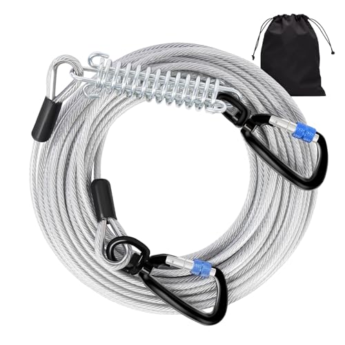 Snagle Paw Robustes Auslegekabel für den Hof, 2,5 m - 453,6 kg, kaufest für mittelgroße und große Hunde, mit Drehgelenk, abschließbarem Haken, Feder von Snagle Paw