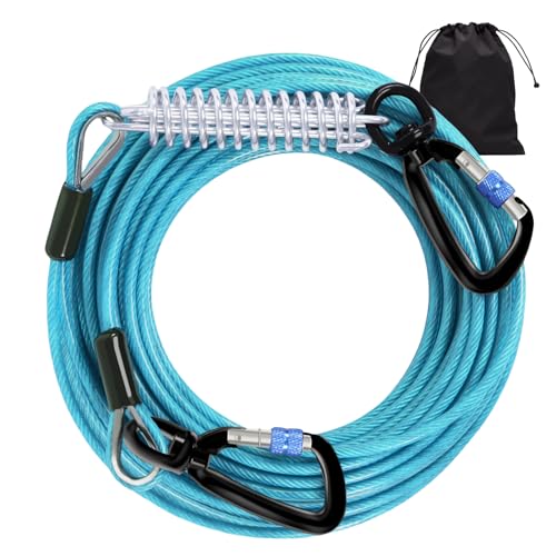 Snagle Paw Strapazierfähige, lange Hundeleinen für den Garten, 60 m - 453 kg Bruchfestigkeit, Hundeleinenkabel mit drehbarem abschließbarem Haken und Feder, kausichere Hundeleine für draußen, Snagle Paw Strapazierfähige, lange Hundeleinen für den Garten, 60 m - 453 kg Bruchfestigkeit, Hundeleinenkabel mit drehbarem abschließbarem Haken und Feder, kausichere Hundeleine für draußen, von Snagle Paw