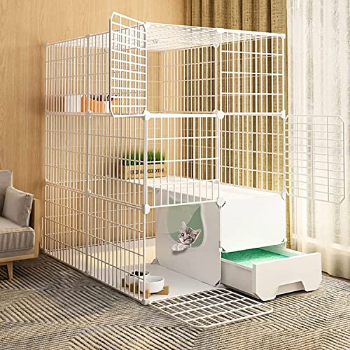 Katzenkäfig, Katzenkäfig, Outdoor-Katzengehege mit Tür und geschlossener Katzentoilette, leicht zu reinigen und Gerüche zu beseitigen, für kleine Haustiere, Kaninchen, Igel, Katzen (C 75 x 95 x 109 von SnamicE