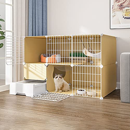 Katzenkäfig, Laufstall für den Innenbereich, abnehmbares Katzenhaus, Kätzchenbox, idealer Trainingsplatz für 1–3 Katzen (Größe: 111 x 49 x 109 cm) von SnamicE