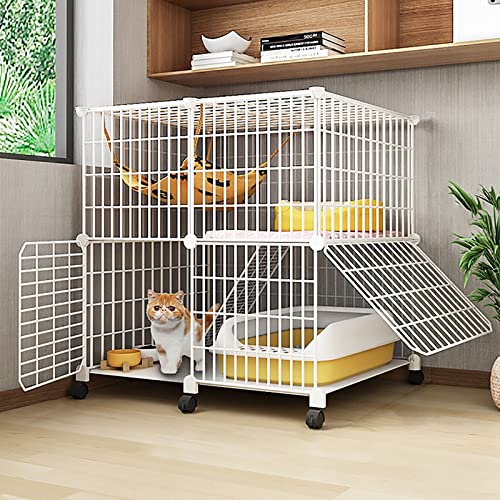 Katzenkäfig DIY Katzenkäfig Outdoor/Indoor Katzengehege Katzenlaufstall mit Universalrad - Idealer großer Übungsplatz für 1-3 Katzen (Größe : 75 x 49 x 76 cm) () von SnamicE