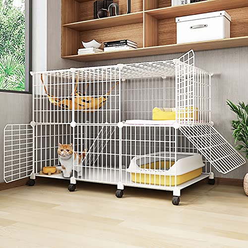 Katzenkäfig DIY Katzenkäfig Outdoor/Indoor Katzengehege Katzenlaufstall mit Universalrad - Idealer großer Übungsplatz für 1-3 Katzen (Größe : 75 x 49 x 76 cm) () von SnamicE