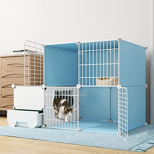 Katzenkäfig - Indoor Großer Katzenkäfig mit Katzenklo DIY Katzenzaun Abnehmbarer Metalldraht Kätzchen Zwinger Kleintierkäfig für Haustiere () von SnamicE