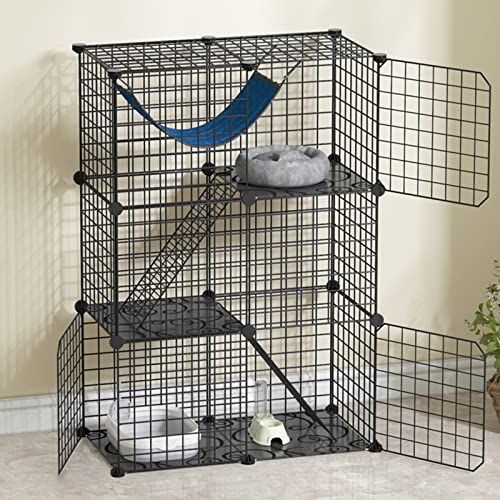 Katzenkäfig Indoor Katzenhäuser DIY Abnehmbarer Metalldraht Haustiere Outdoor Katzenlaufstall Faltbare Katzenkäfige Geeignet für 2-3 erwachsene Katzen () von SnamicE