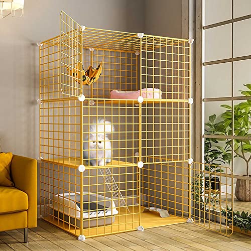 Katzenkäfig – Indoor-Katzenkäfig Katzenlaufstall Indoor/Outdoor Frettchenkäfig Metallzaun Abnehmbarer Katzenkäfig Laufstall Kätzchen Kaninchenkäfig – ideal für 1–4 Katzen (Größe: 111 x 39 x 73 cm) () von SnamicE