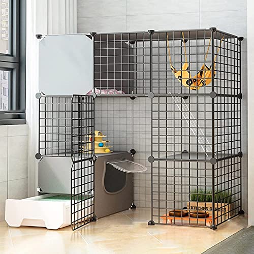 Katzenkäfig Kätzchen Laufstall Groß Indoor Katzenkäfige mit Katzentoilette Abnehmbares Metall DIY Katzenlaufstall für Kleintiere Großartiger Übungsplatz für 1-3 Katzen von SnamicE