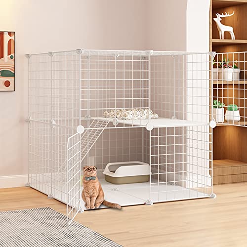 Katzenkäfig Katzenkäfig Katzenstall Outdoor Katzenhaus 2 Etagen Katzenhütte für kleine Haustiere Kaninchen Igel Katze Meerschweinchen (A) von SnamicE