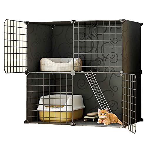 Katzenkäfig Katzenlaufstall Frettchenkäfig Outdoor Katzengehege Katzenhütte Faltbare Katzenkäfige Metallgehege Netz Indoor Katzenkäfige groß (Größe: 111 cm x 75 cm x 109 cm) () von SnamicE