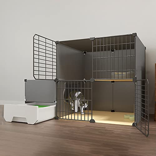 Katzenkäfig Katzenlaufstall Groß DIY Katzengehege 1/2/3 Etagen Kleintierzaun Kätzchen Kiste Anti-Sprung Indoor Use Pet Cages For Cats, Rabbit, () von SnamicE