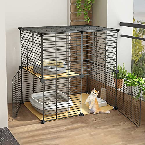 Katzenkäfig - Katzenlaufstall Outdoor Katzengehege Kätzchen Laufstall Frettchenkäfig mit Tür und Katzenklo Abnehmbarer Katzenkäfig Verschiedene Größen - Ideal für 1-3 Katzen () von SnamicE