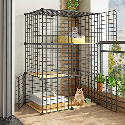 Katzenkäfig - Katzenlaufstall Outdoor Katzengehege Kätzchen Laufstall Frettchenkäfig mit Tür und Katzenklo Abnehmbarer Katzenkäfig Verschiedene Größen - Ideal für 1-3 Katzen () von SnamicE