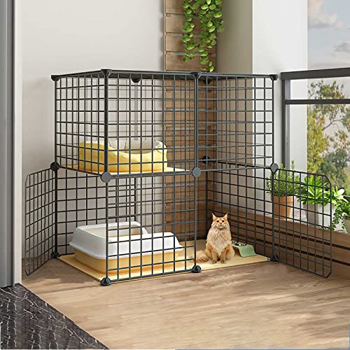 Katzenkäfig - Katzenlaufstall Outdoor Katzengehege Kätzchen Laufstall Frettchenkäfig mit Tür und Katzenklo Abnehmbarer Katzenkäfig Verschiedene Größen - Ideal für 1-3 Katzen () von SnamicE