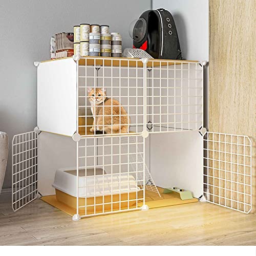 SnamicE Katzenkäfig Indoor DIY Frettchen Laufställe Frettchen Käfig Faltbarer Frettchen Katzenkäfig mit Rädern Tablett für 1-2 Katzen (Weiß 78 * 55 * 108cm) von SnamicE
