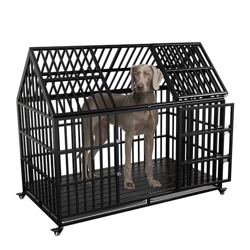 137,2 cm robuste unzerstörbare Hundebox, ausbruchsicherer Hundekäfig mit abschließbaren Rädern, hohe Angstzustände, extra große Hundebox für große Hunde mit abnehmbarem Tablett 137,2 cm robuste unzerstörbare Hundebox, ausbruchsicherer Hundekäfig mit abschließbaren Rädern, hohe Angstzustände, extra große Hundebox für große Hunde mit abnehmbarem Tablett von Snimoy