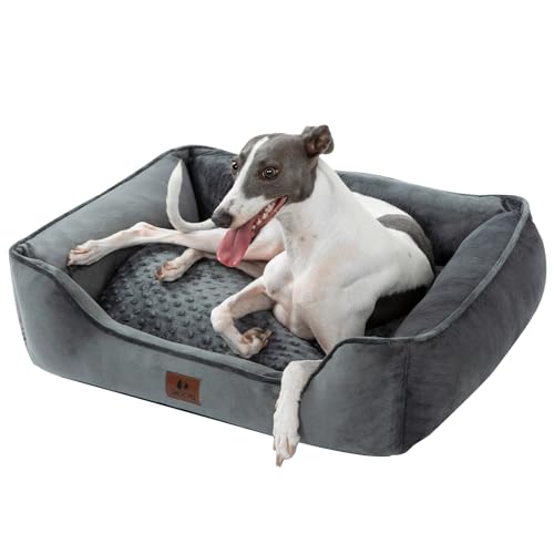 Snocyo Hundebett Große und Mittlgroße Hunde 90×75×25cm, Waschbare Hundekissen, Bezug abnehmbar, Hundesofa Hundekorb mit erhöhten Ränder, Flauschige Katzenbett Hundebett mit Noppen, Dunkelgrau Snocyo Hundebett Große und Mittlgroße Hunde 90×75×25cm, Waschbare Hundekissen, Bezug abnehmbar, Hundesofa Hundekorb mit erhöhten Ränder, Flauschige Katzenbett Hundebett mit Noppen, Dunkelgrau von Snocyo