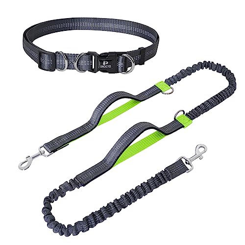 Snocyo Joggingleine Hunde, Jogging Hundeleine für Mittelgroße und Große Hunde, Elastische und Reflektierende Hundeleine, Einziehbare Laufleine mit Doppelgriff & Taillengürtel von Snocyo