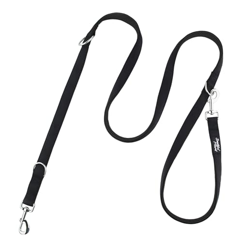 Snootiful Hound Doppelendige Hundeleine, ideale Trainingsleine, bequeme Netzpolsterung, Doppelclip-Leine, 220 cm x 2,5 cm, Schwarz von Snootiful Hound