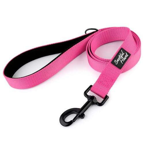 Snootiful Hound Gepolsterte Hundeleine, 120 cm, 150 cm, 200 cm, leuchtende Farben, Schwarz, Rot, Rosa, Blau, Grün, Grau – Leine mit Komfortgriff (Hot Pink, 200 cm) von Snootiful Hound