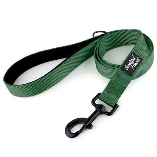 Snootiful Hound Gepolsterte Hundeleine, 120 cm, 150 cm, 200 cm, leuchtende Farben, Schwarz, Rot, Rosa, Blau, Grün, Grau – Leine mit Komfortgriff (Olivgrün, 200 cm) von Snootiful Hound