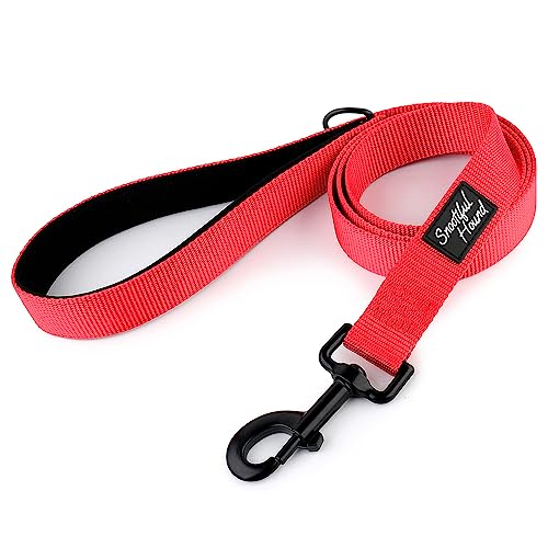 Snootiful Hound Gepolsterte Hundeleine, 120 cm, 150 cm, 200 cm, leuchtende Farben, Schwarz, Rot, Rosa, Blau, Grün, Grau – Leine mit Komfortgriff (Rot, 200 cm) von Snootiful Hound