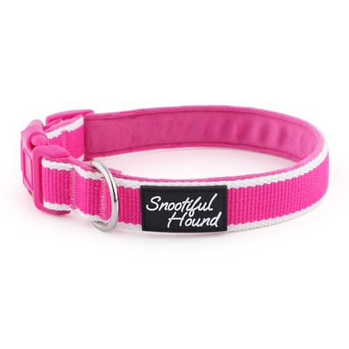 Snootiful Hound Hundehalsband mit Schnellverschluss-Schnalle, Bio-Bambus und weiches Samtfutter, Windhund-/Whippet-Haus-Halsband, bequem und atmungsaktiv, Rosa und Weiß, 30–46 cm Snootiful Hound Hundehalsband mit Schnellverschluss-Schnalle, Bio-Bambus und weiches Samtfutter, Windhund-/Whippet-Haus-Halsband, bequem und atmungsaktiv, Rosa und Weiß, 30–46 cm von Snootiful Hound