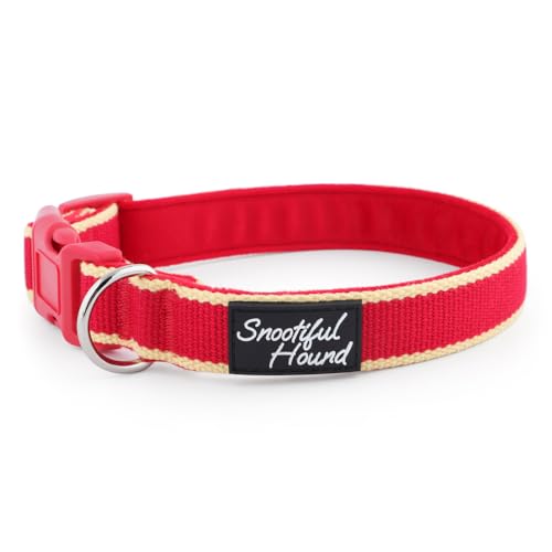 Snootiful Hound Hundehalsband mit Schnellverschluss-Schnalle, Bio-Bambus und weiches Samtfutter, Windhund-/Whippet-Haus-Halsband, bequem und atmungsaktiv, Rot und Gelb, 20–35 cm Snootiful Hound Hundehalsband mit Schnellverschluss-Schnalle, Bio-Bambus und weiches Samtfutter, Windhund-/Whippet-Haus-Halsband, bequem und atmungsaktiv, Rot und Gelb, 20–35 cm von Snootiful Hound