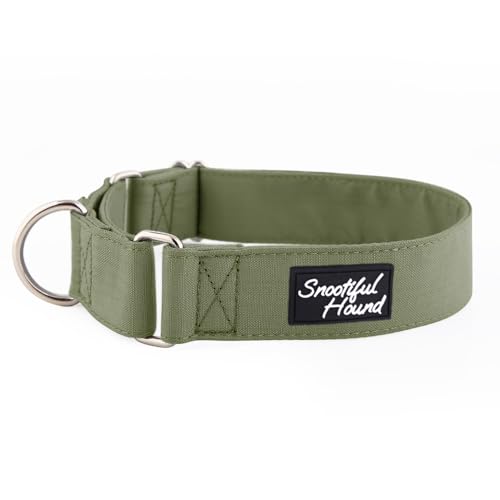 Snootiful Hound Martingale-Halsband – Olivgrün – ideal für Windhunde, Whippets, Lurcher und alle Sichthunderassen – Anti-Rutsch-Halsband (30–40 cm) von Snootiful Hound